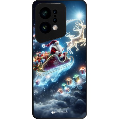 Coque OPPO Find X5 - Silicone rigide noir Noël 2023 Père Noël enchanté