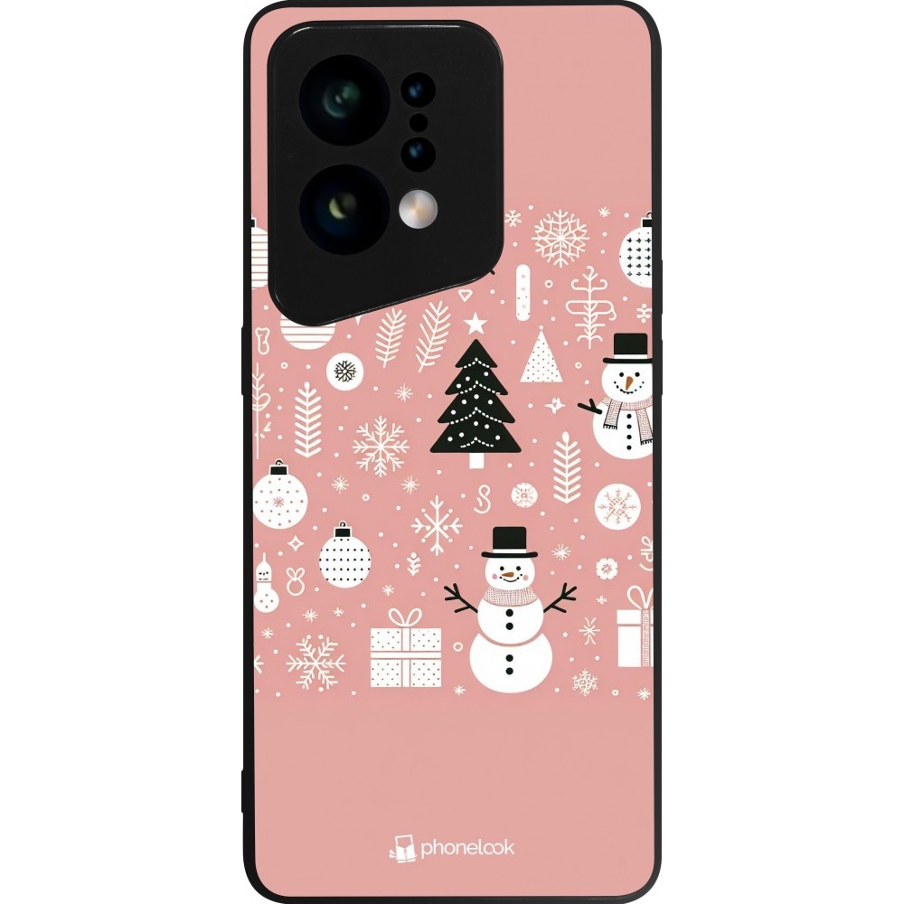 OPPO Find X5 Case Hülle - Silikon schwarz Weihnachten 2024 Rose Schneemann Weihnachten