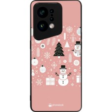 OPPO Find X5 Case Hülle - Silikon schwarz Weihnachten 2024 Rose Schneemann Weihnachten