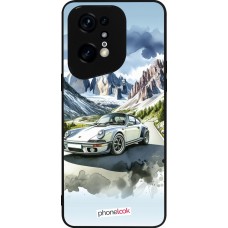 Coque OPPO Find X5 Pro - Silicone rigide noir Porsche 911 Mountain Watercolor