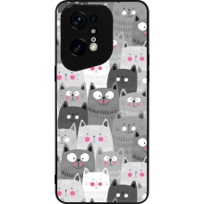Coque OPPO Find X5 Pro - Silicone rigide noir Chats gris troupeau