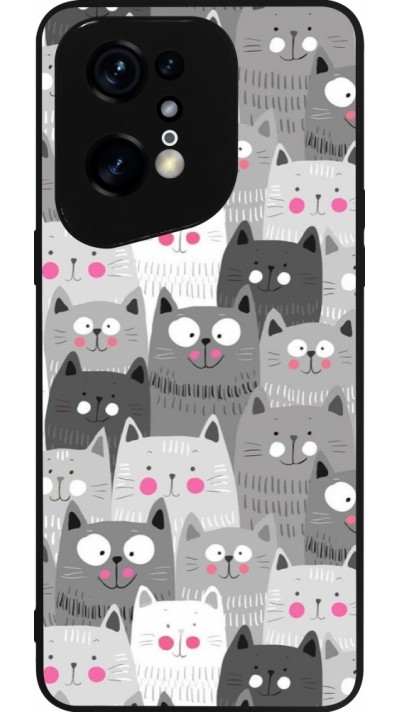 OPPO Find X5 Pro Case Hülle - Silikon schwarz Katzenschwärme