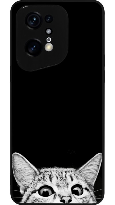 OPPO Find X5 Pro Case Hülle - Silikon schwarz Cat Looking Up Black
