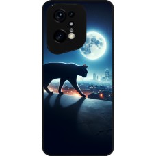 OPPO Find X5 Pro Case Hülle - Silikon schwarz Schwarze Katze unter dem Vollmond