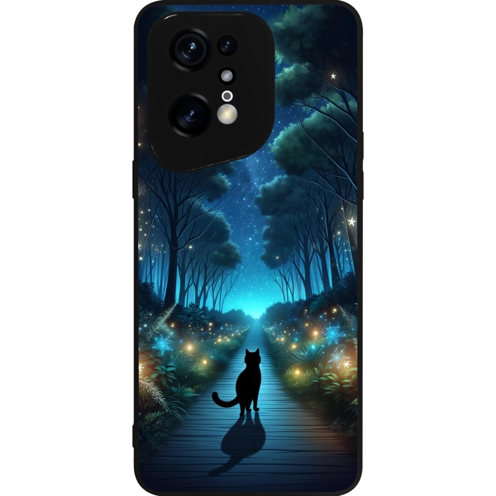 OPPO Find X5 Pro Case Hülle - Silikon schwarz Schwarze Katze Spaziergang