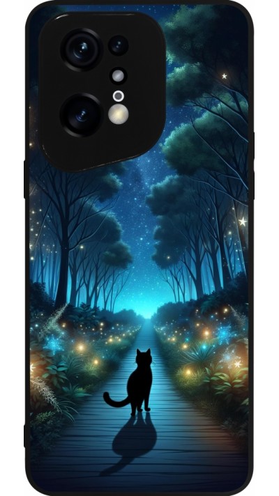 OPPO Find X5 Pro Case Hülle - Silikon schwarz Schwarze Katze Spaziergang