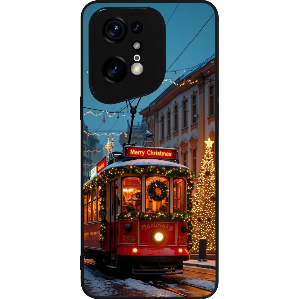 Coque OPPO Find X5 Pro - Silicone rigide noir Christmas 25 Xmas Train