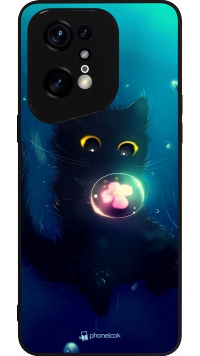 OPPO Find X5 Pro Case Hülle - Silikon schwarz Cute Cat Bubble