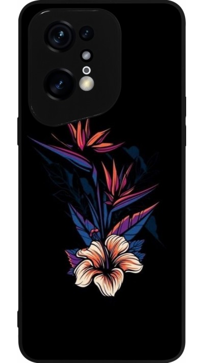 OPPO Find X5 Pro Case Hülle - Silikon schwarz Dark Flowers