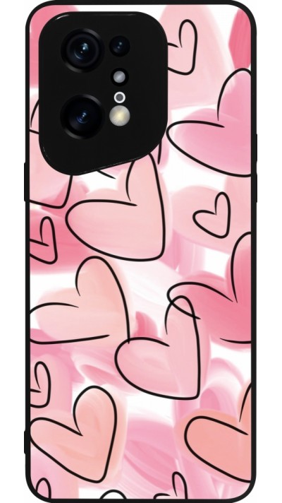 OPPO Find X5 Pro Case Hülle - Silikon schwarz Easter 2023 pink hearts