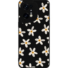 OPPO Find X5 Pro Case Hülle - Silikon schwarz Easter 2024 white on black flower