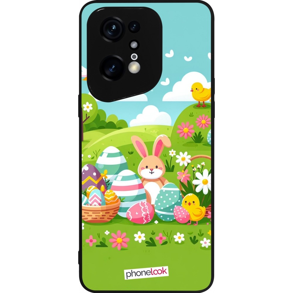 Coque OPPO Find X5 Pro - Silicone rigide noir Easter 2025 Green