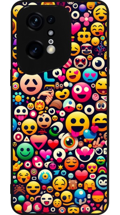 OPPO Find X5 Pro Case Hülle - Silikon schwarz Emoji Mix Farbe
