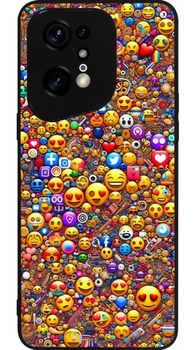 OPPO Find X5 Pro Case Hülle - Silikon schwarz Emoji gemischt