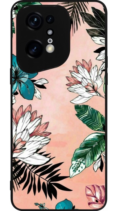 OPPO Find X5 Pro Case Hülle - Silikon schwarz Flowers Artprint