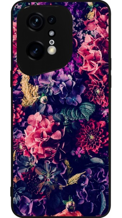 OPPO Find X5 Pro Case Hülle - Silikon schwarz Flowers Dark