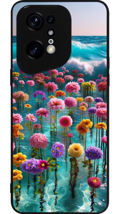 OPPO Find X5 Pro Case Hülle - Silikon schwarz Blumenmeer Wellen