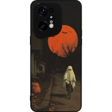 OPPO Find X5 Pro Case Hülle - Silikon schwarz Halloween 2025 Ghost on a bicycle