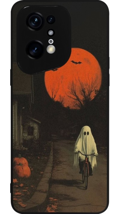 OPPO Find X5 Pro Case Hülle - Silikon schwarz Halloween 2025 Ghost on a bicycle