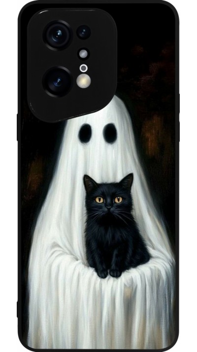 OPPO Find X5 Pro Case Hülle - Silikon schwarz Halloween 2025 Ghost with black cat