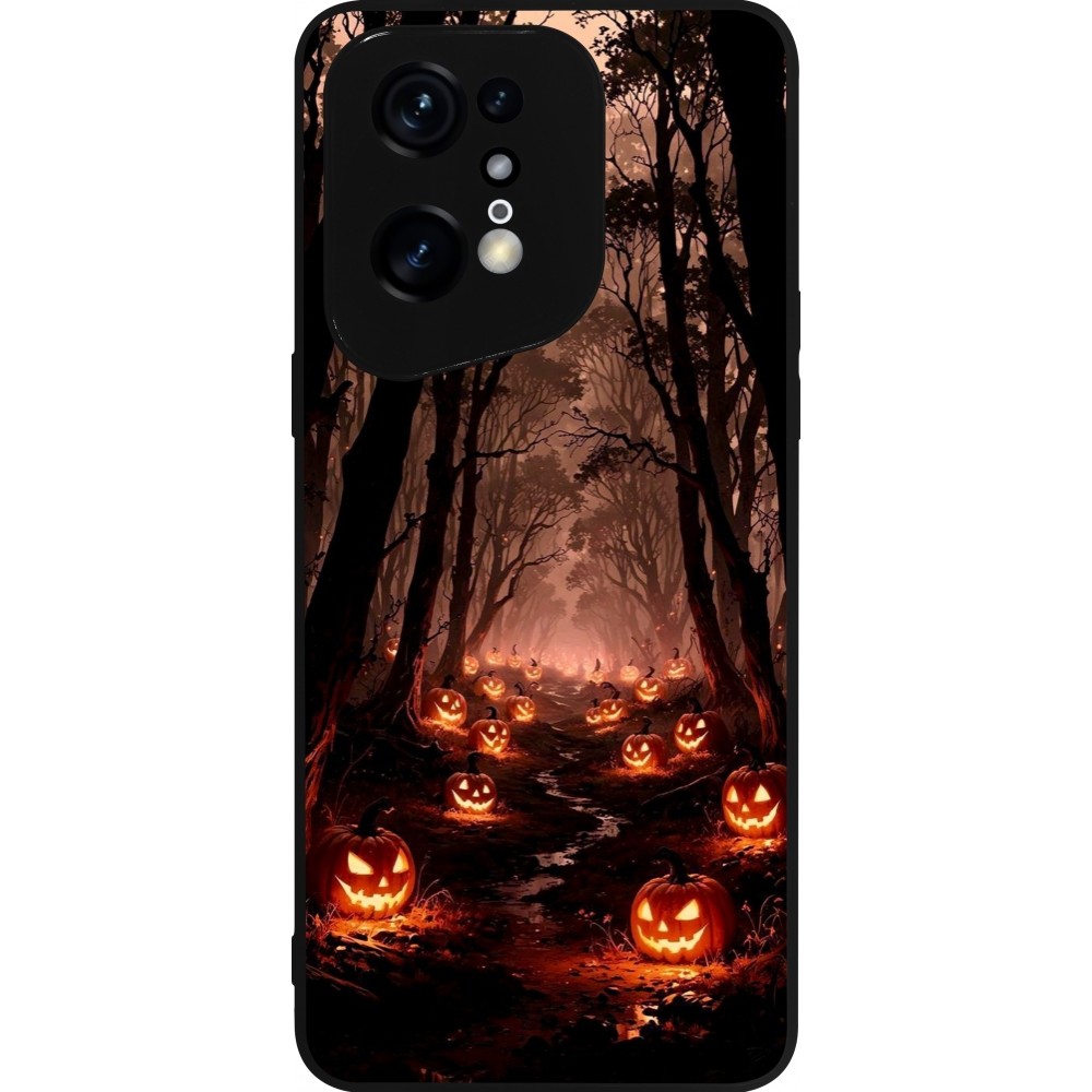 OPPO Find X5 Pro Case Hülle - Silikon schwarz Halloween 2025 Road of Terrifying Pumpkins