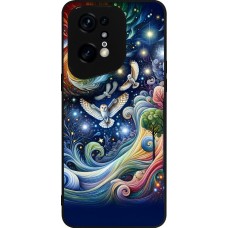OPPO Find X5 Pro Case Hülle - Silikon schwarz Fliegender Blumen-Eule