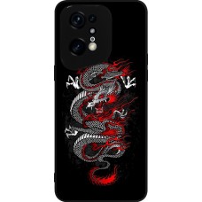 Coque OPPO Find X5 Pro - Silicone rigide noir Japanese style Dragon Tattoo Red Black