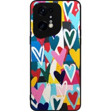 Coque OPPO Find X5 Pro - Silicone rigide noir Joyful Hearts
