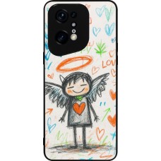 Coque OPPO Find X5 Pro - Silicone rigide noir Little Angel Sketch Love