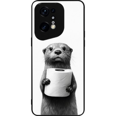 Coque OPPO Find X5 Pro - Silicone rigide noir Loutre papier de toilette