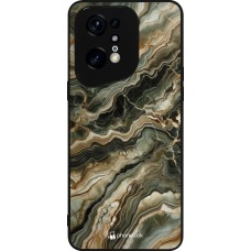 Coque OPPO Find X5 Pro - Silicone rigide noir Marbre Olive