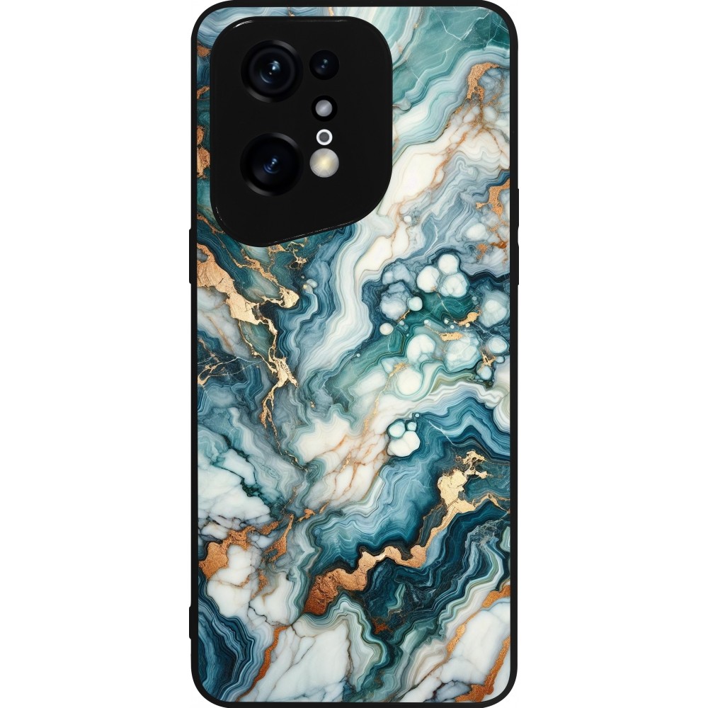 Coque OPPO Find X5 Pro - Silicone rigide noir Marbre Vert Bleu Doré