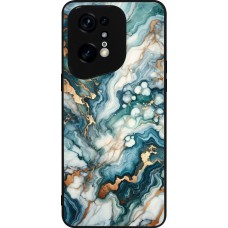 Coque OPPO Find X5 Pro - Silicone rigide noir Marbre Vert Bleu Doré