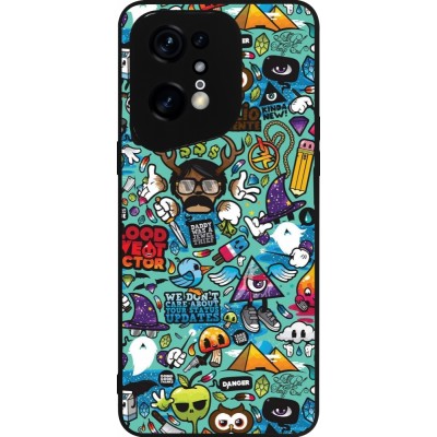 Coque OPPO Find X5 Pro - Silicone rigide noir Mixed Cartoons Turquoise