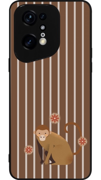 Coque OPPO Find X5 Pro - Silicone rigide noir Monkey with stripes
