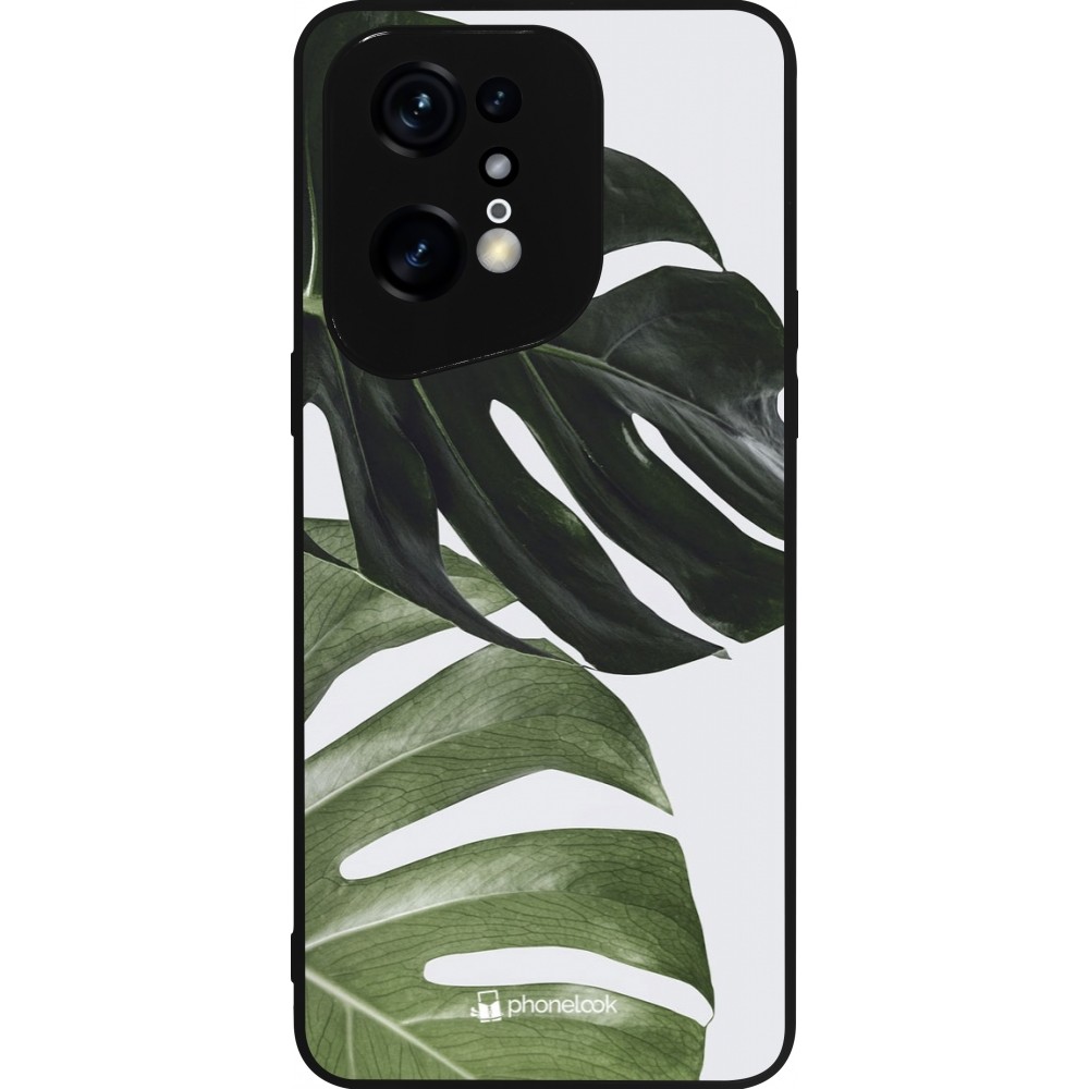 OPPO Find X5 Pro Case Hülle - Silikon schwarz Monstera Plant