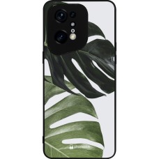 OPPO Find X5 Pro Case Hülle - Silikon schwarz Monstera Plant