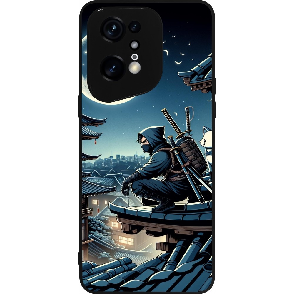 OPPO Find X5 Pro Case Hülle - Silikon schwarz Ninja unter dem Mond
