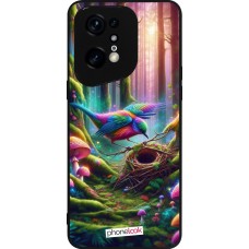 OPPO Find X5 Pro Case Hülle - Silikon schwarz Vogel Nest Wald