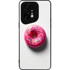 Coque OPPO Find X5 Pro - Silicone rigide noir Weißer Hintergrund, pinker Donut