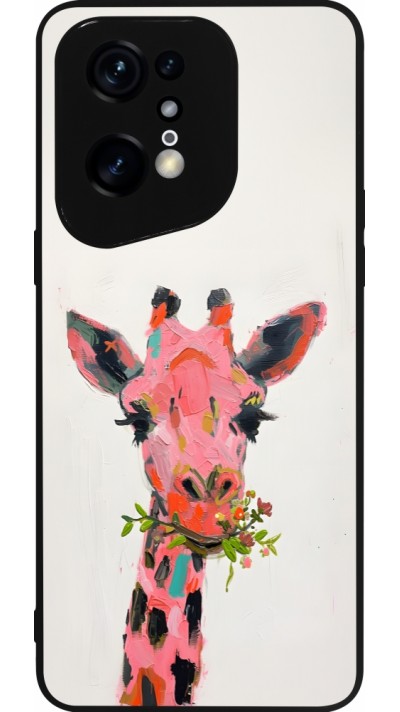 OPPO Find X5 Pro Case Hülle - Silikon schwarz Pink Girafe Paint