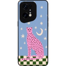 Coque OPPO Find X5 Pro - Silicone rigide noir Pink leopard with stars 2026