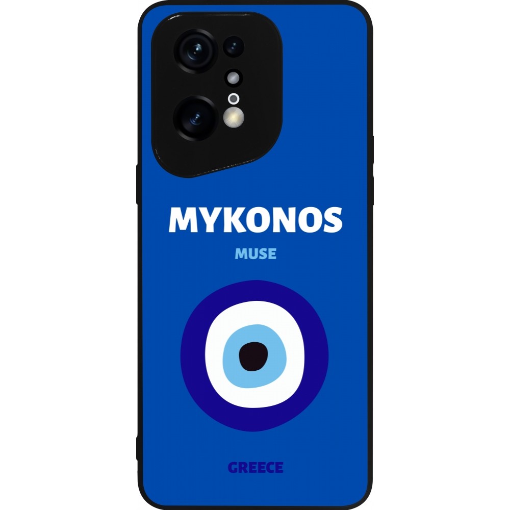 OPPO Find X5 Pro Case Hülle - Silikon schwarz Pop Summer Destination Mykonos