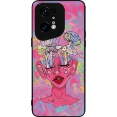 OPPO Find X5 Pro Case Hülle - Silikon schwarz Psychedelic pink mushroom