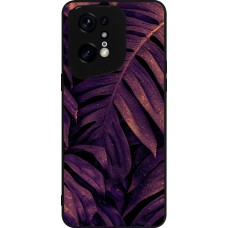 OPPO Find X5 Pro Case Hülle - Silikon schwarz Purple Light Leaves