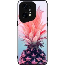 Coque OPPO Find X5 Pro - Silicone rigide noir Purple Pink Pineapple