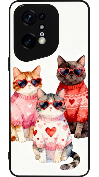 Coque OPPO Find X5 Pro - Silicone rigide noir Saint Valentines Day 26 Cat Love