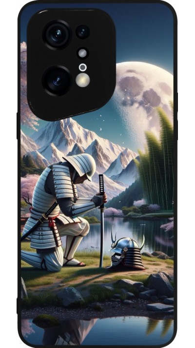 OPPO Find X5 Pro Case Hülle - Silikon schwarz Samurai Katana Mond