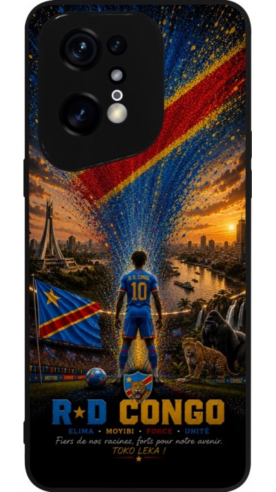Coque OPPO Find X5 Pro - Silicone rigide noir Football République démocratique du Congo splash 2026
