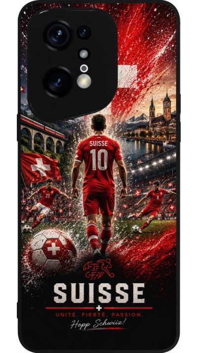 Coque OPPO Find X5 Pro - Silicone rigide noir Football Suisse splash 2026